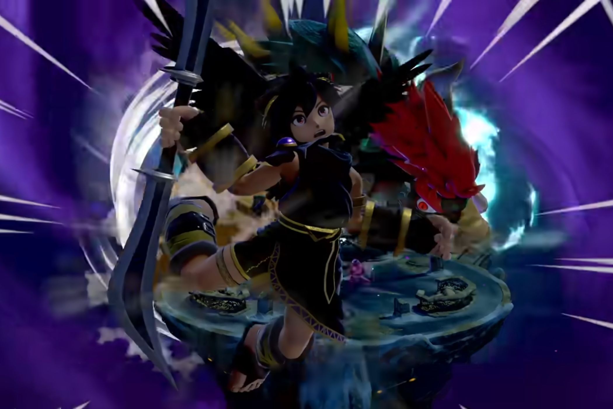 Super Smash Bros Ultimate Dark Pit slammed against screen