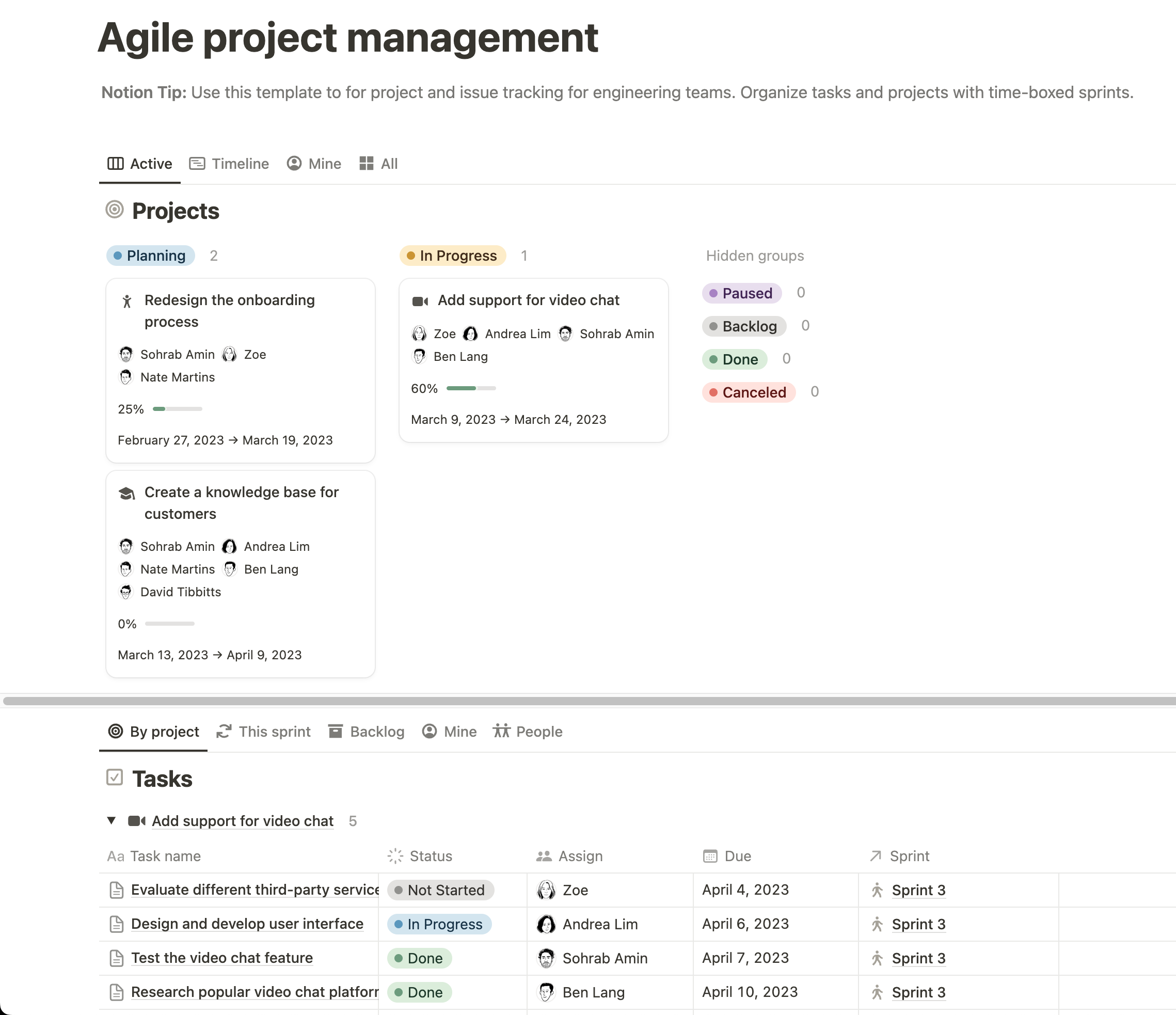 Notion Kanban Active View