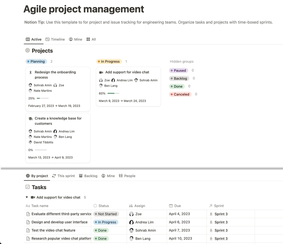 Notion Kanban Active View