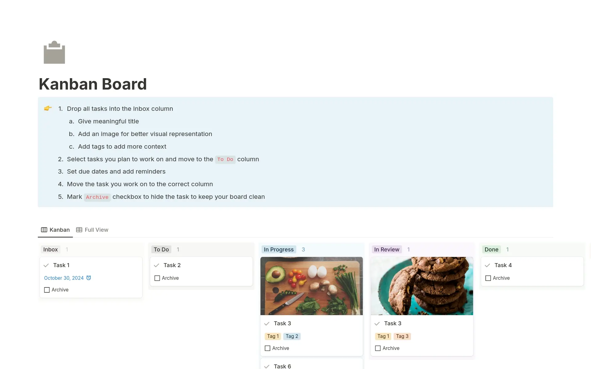 Notion Kanban Instructions