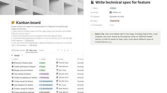Notion Kanban Table View