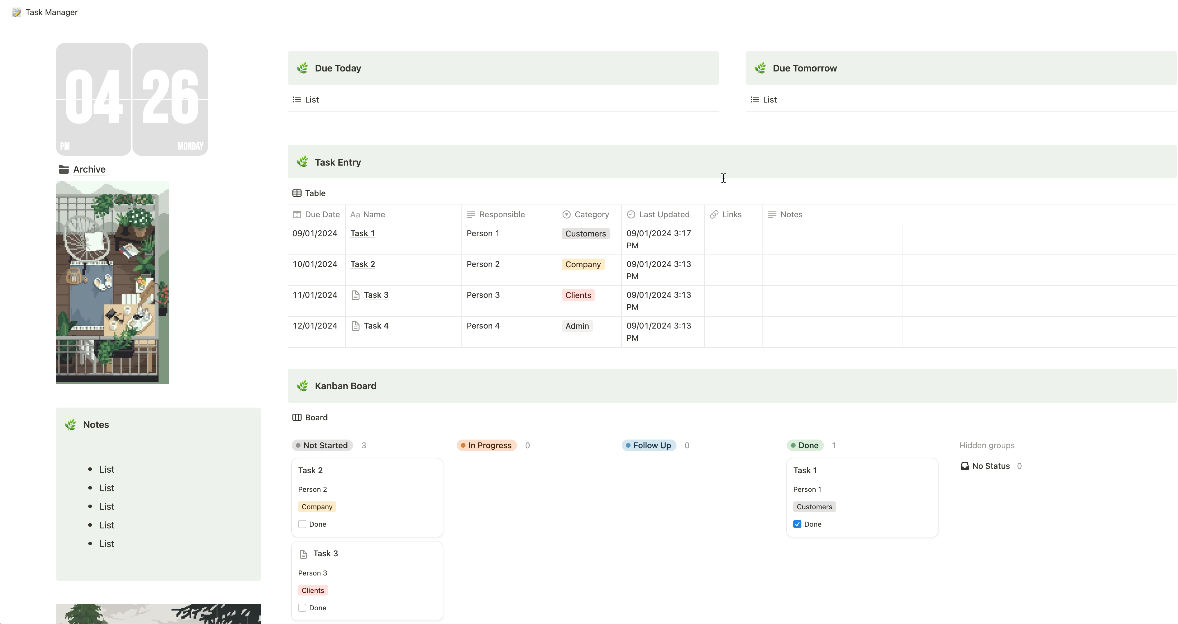 Notion Kanban Task Manager