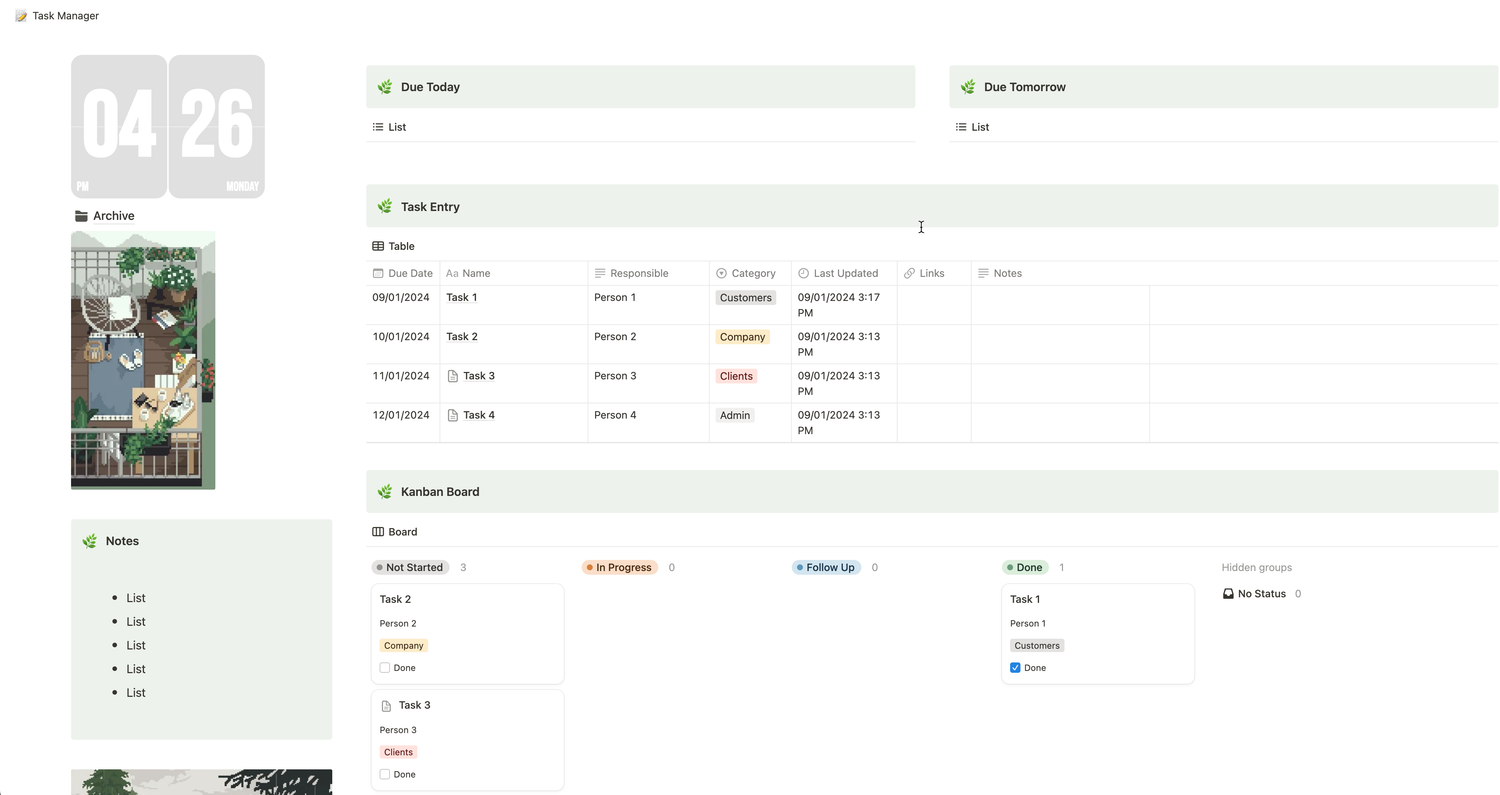 Notion Kanban Task Manager
