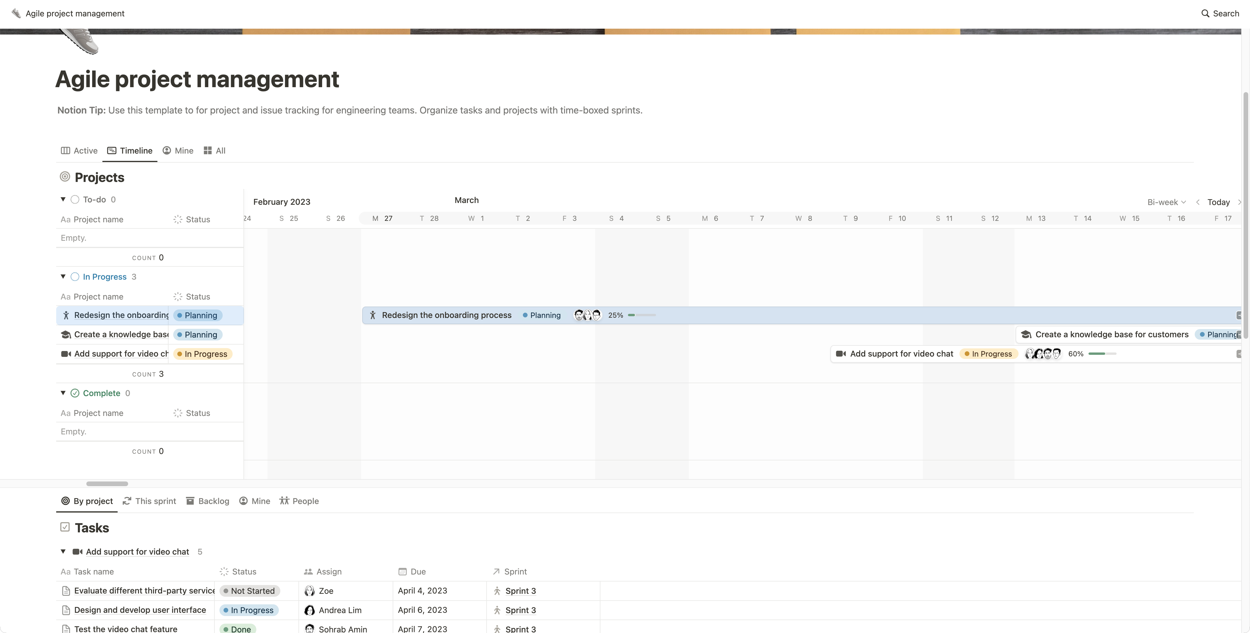 Notion Kanban Timeline View