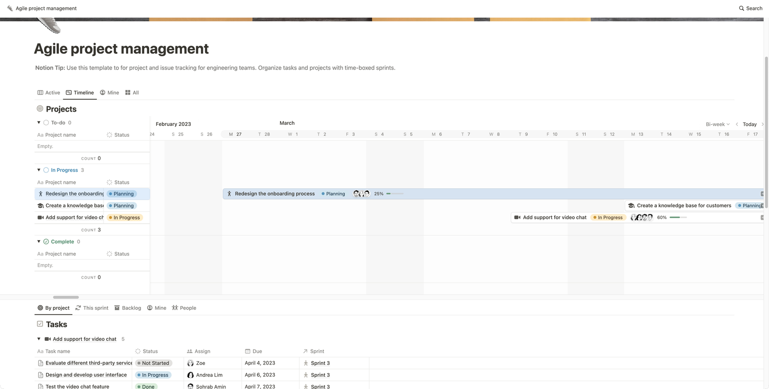 Notion Kanban Timeline View