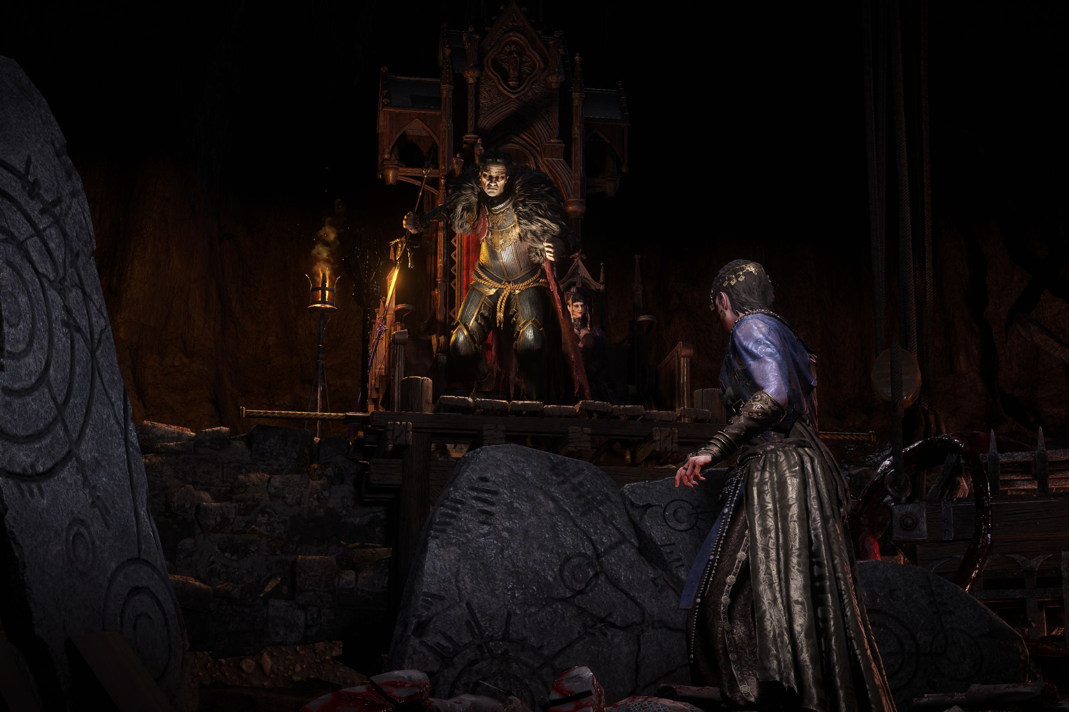 Path of Exile 2 Act One Baron looking down on sorceress