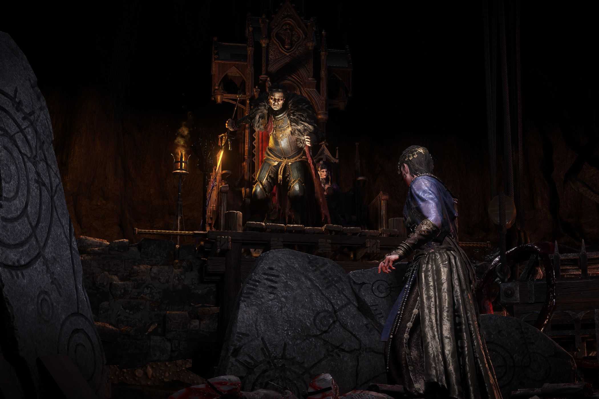 Path of Exile 2 Act One Baron looking down on sorceress