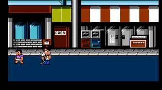 Screenshot of a shop area in River City Ransom on the NES