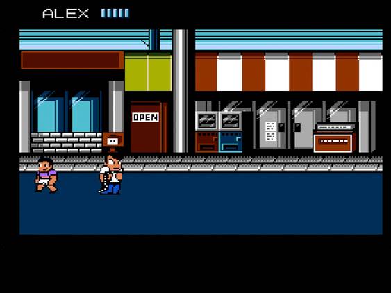 Screenshot of a shop area in River City Ransom on the NES
