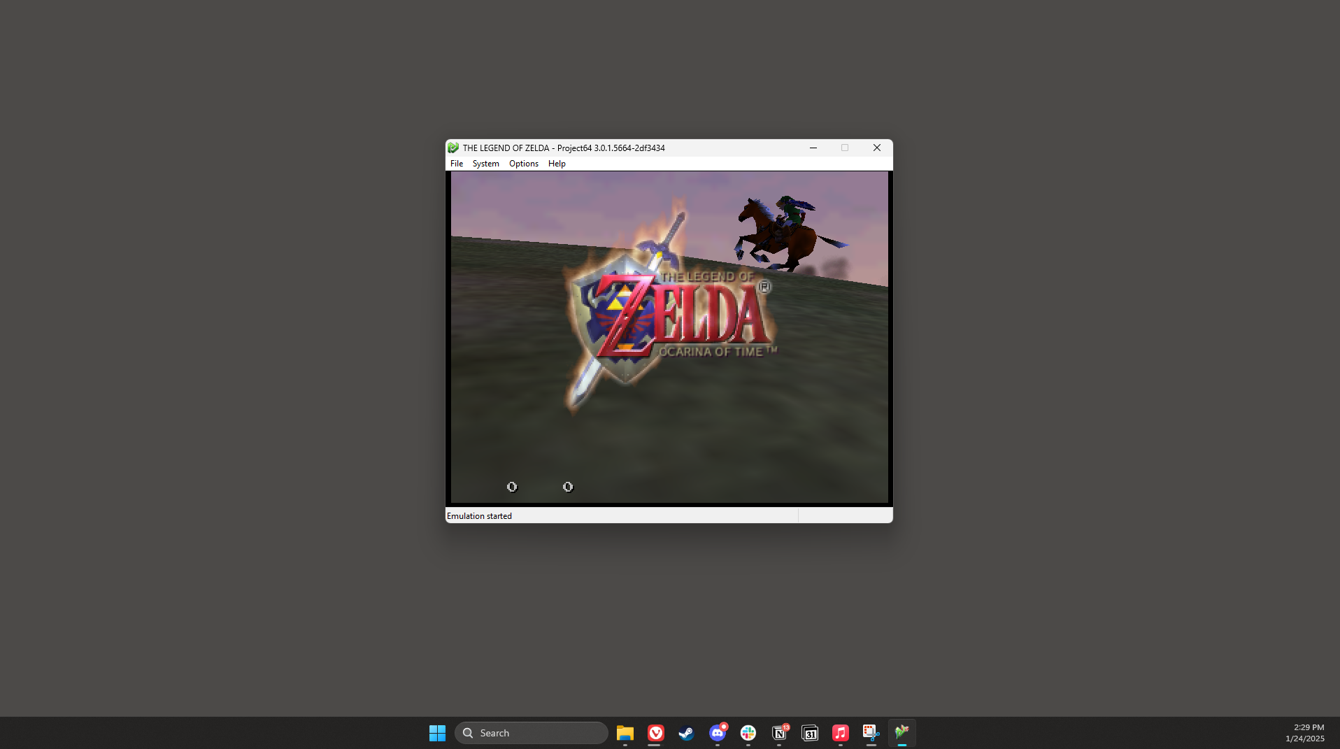 A screenshot of project64