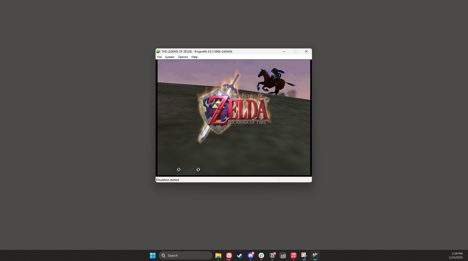A screenshot of project64