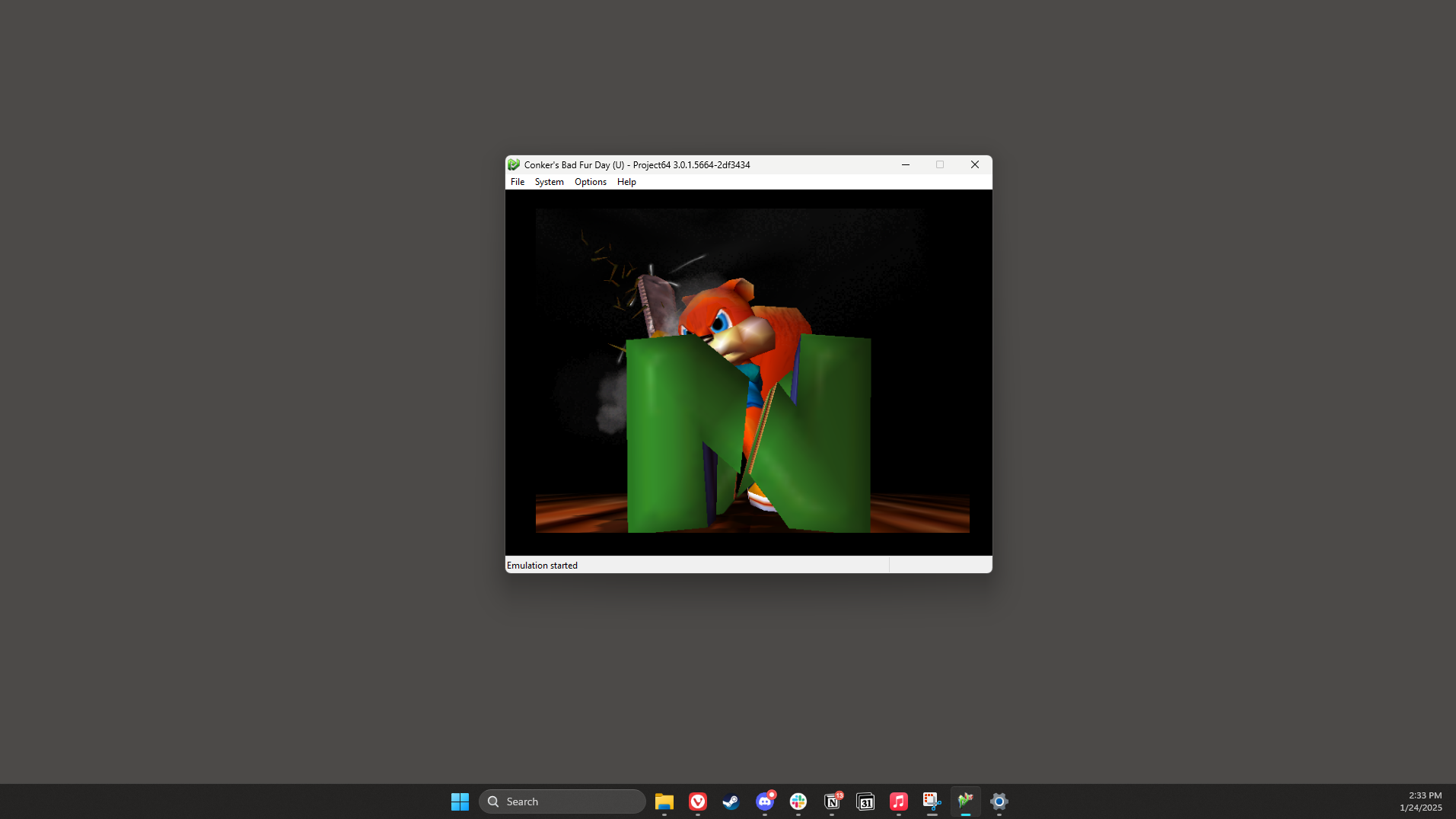 A screenshot of project64