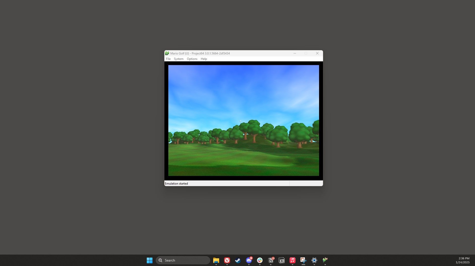 A screenshot of project64