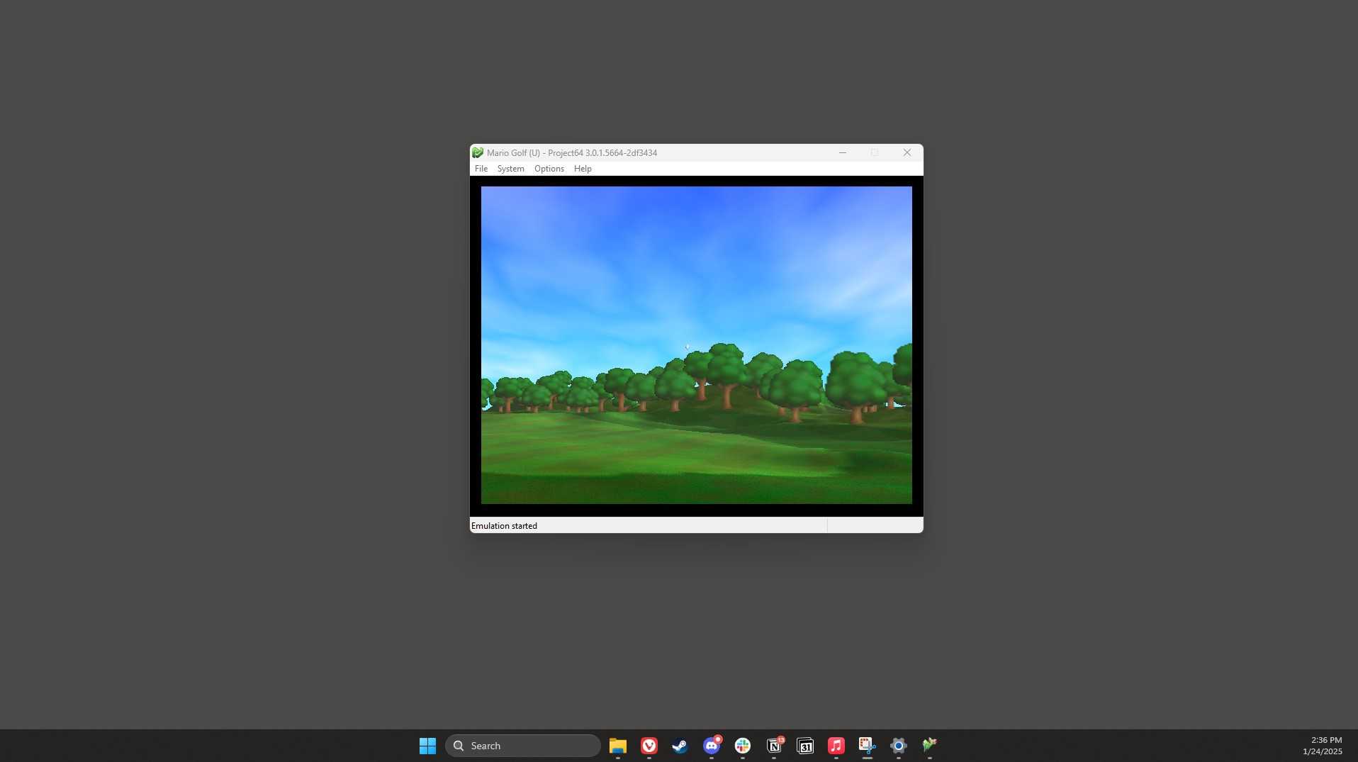 A screenshot of project64