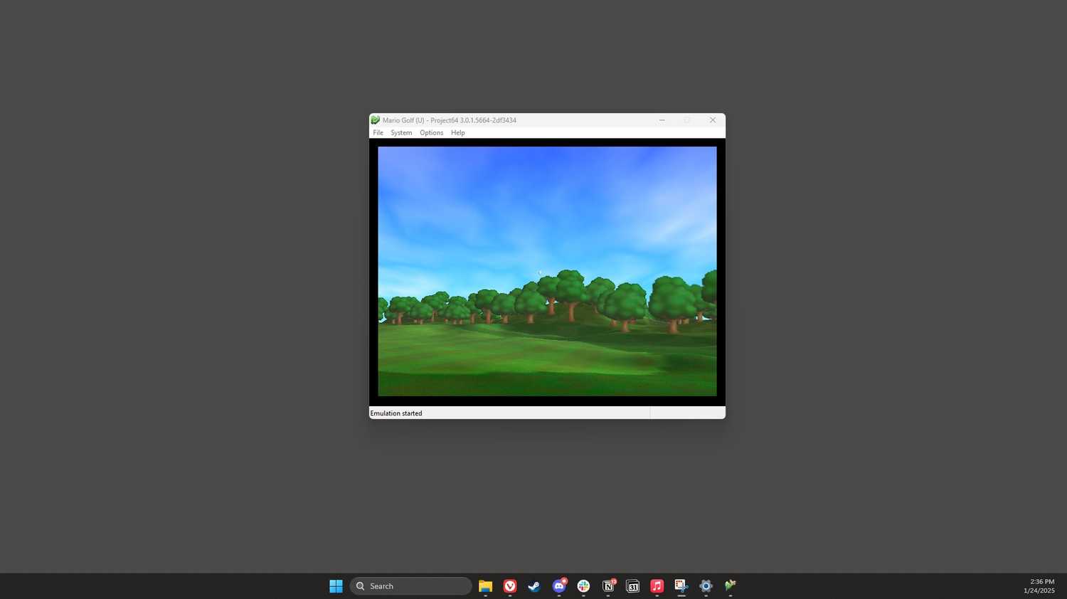 A screenshot of project64