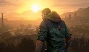 Kyle Crane standing on a building looking into the distance.