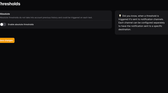 Setting thresholds for notifications in Speedtest Tracker
