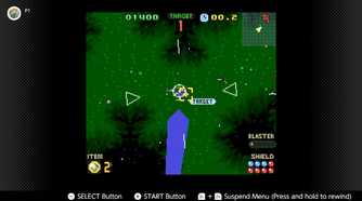 Screenshot of a first person dogfight in Star Fox 2 for the SNES captured on the Nintendo Switch Online app