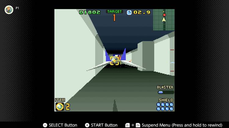 Screenshot of a third person dogfight in Star Fox 2 for the SNES captured on the Nintendo Switch Online app