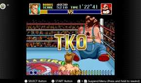 Screenshot of the second fight in Super Punch-Out!! for the SNES captured on the Nintendo Switch Online app