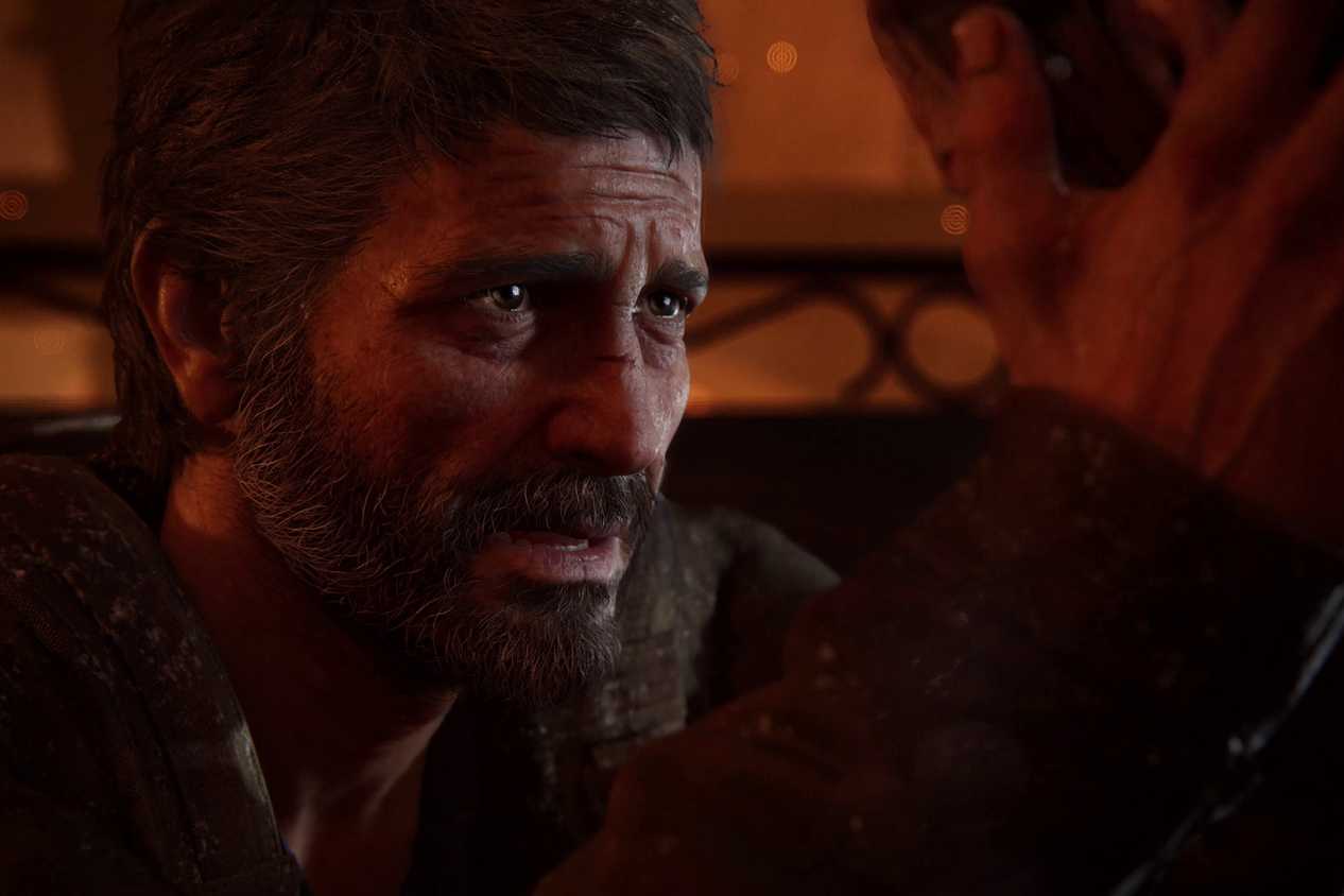 Screenshot from the video game The Last of Us Part 1 showing Joel