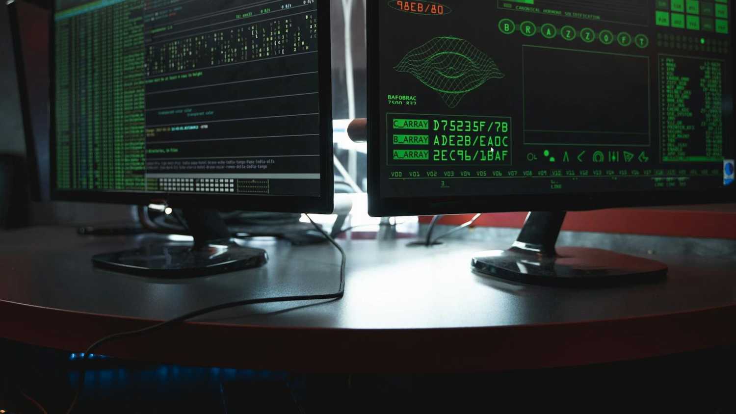 Close up view of system hacking.