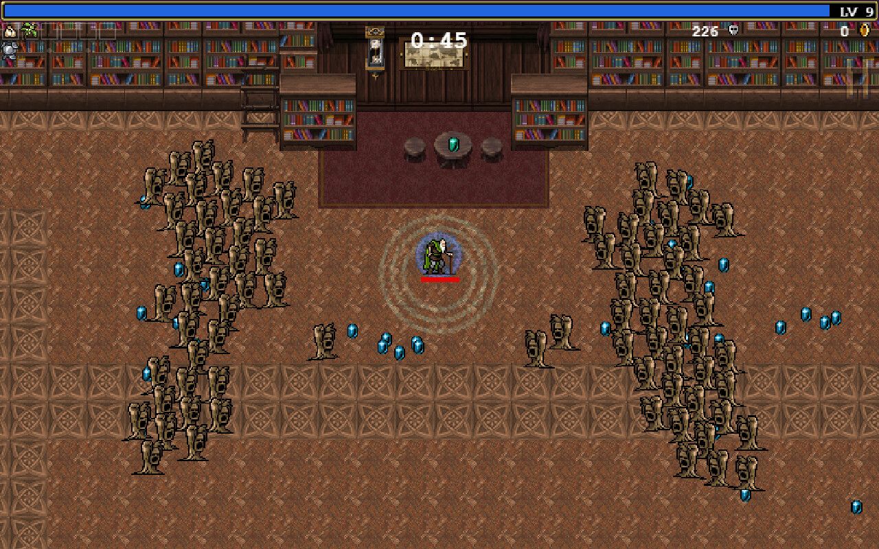 Player in the middle of a library stage.