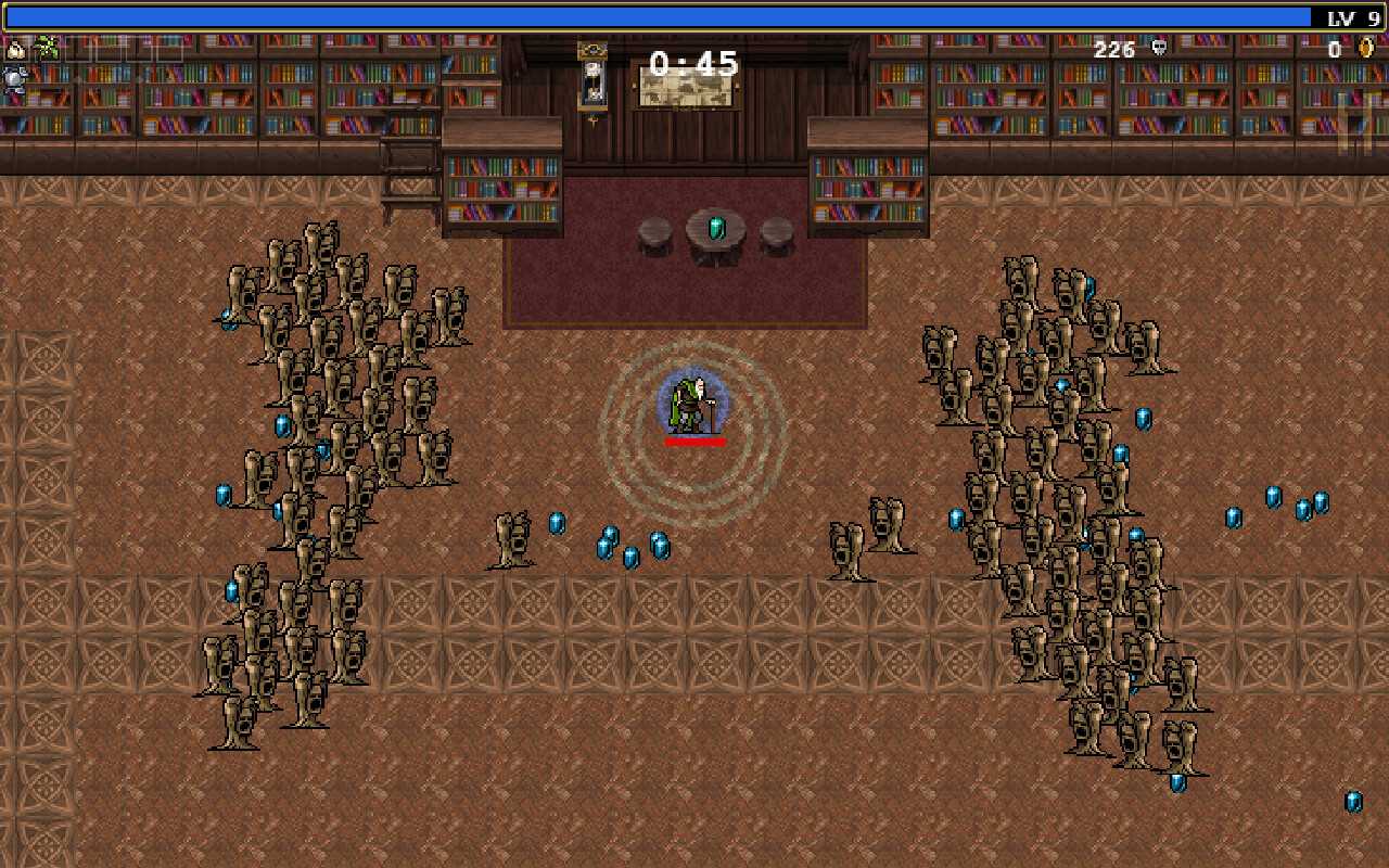 Player in the middle of a library stage.