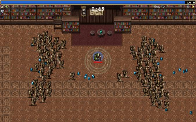 Player in the middle of a library stage.
