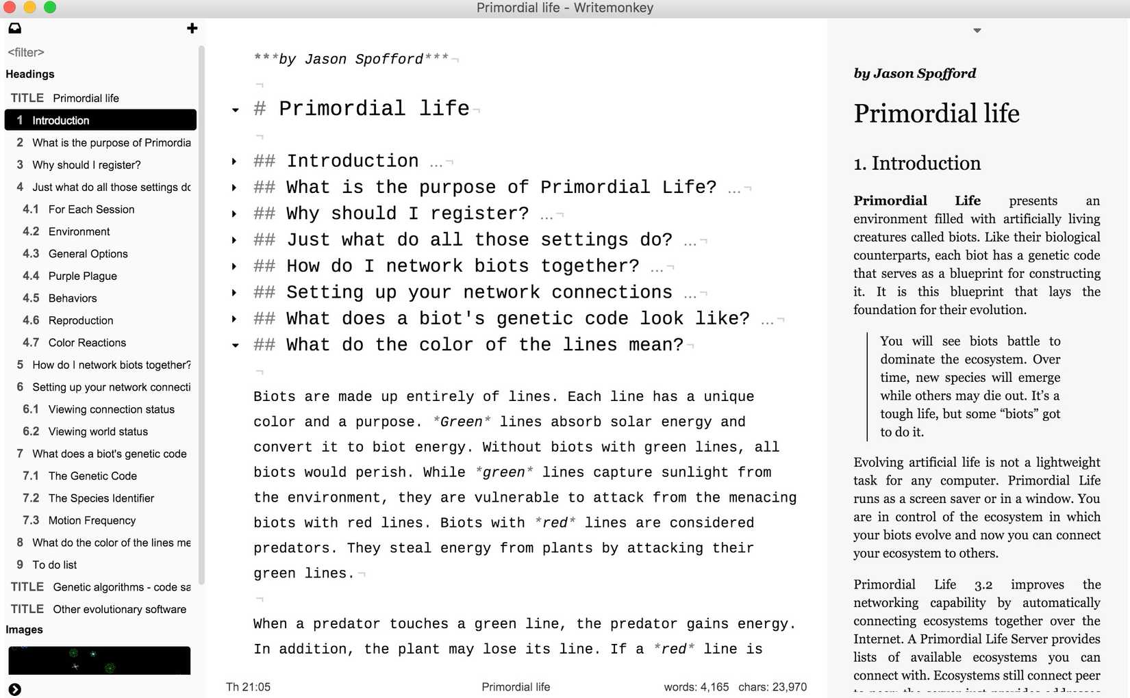 writemonkey screen on macOS