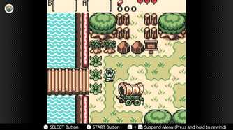 Screenshot of The Legend of Zelda Oracle of Seasons for the Game Boy played with the Game Boy Color filter on Nintendo Switch online
