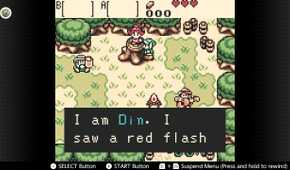 Screenshot of The Legend of Zelda Oracle of Seasons for the Game Boy played with the Game Boy Color filter on Nintendo Switch online