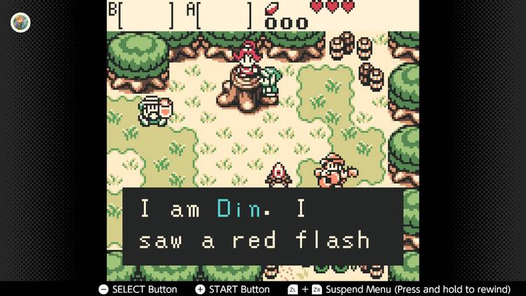 Screenshot of The Legend of Zelda Oracle of Seasons for the Game Boy played with the Game Boy Color filter on Nintendo Switch online