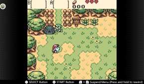 Screenshot of The Legend of Zelda Oracle of Ages for the Game Boy played with the Game Boy Color filter on Nintendo Switch online