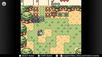 Screenshot of The Legend of Zelda Oracle of Ages for the Game Boy played with the Game Boy Color filter on Nintendo Switch online