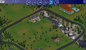 A top view of the map in The Sims