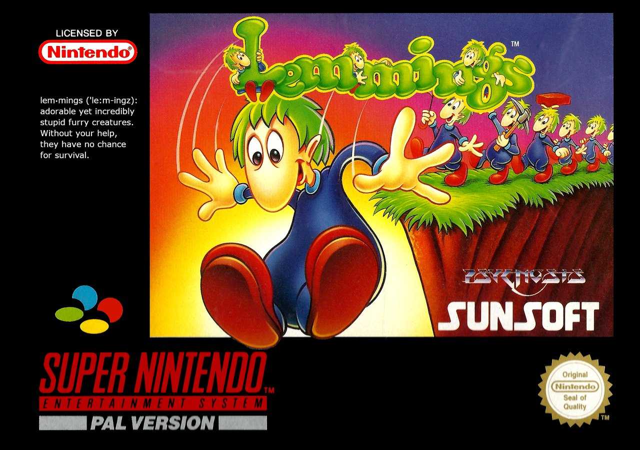 Lemmings SNES game cover art