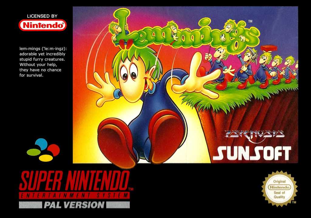 Lemmings SNES game cover art