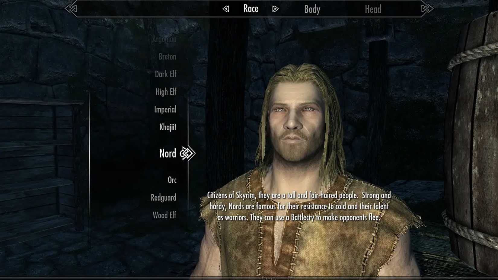 An in-game screenshot of the Alternate Start mod in Skyrim