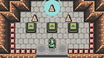 Screenshot from The Legend of Zelda: Oracle of Ages of Link getting the Triforce