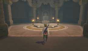 Screenshot of Link walking up to the Master Sword from The Legend of Zelda: Skyward Sword