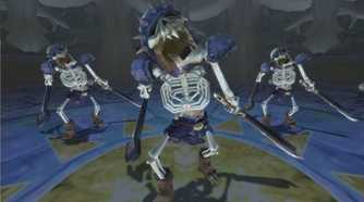 Screenshot of three Stalfos from The Legend of Zelda: Skyward Sword