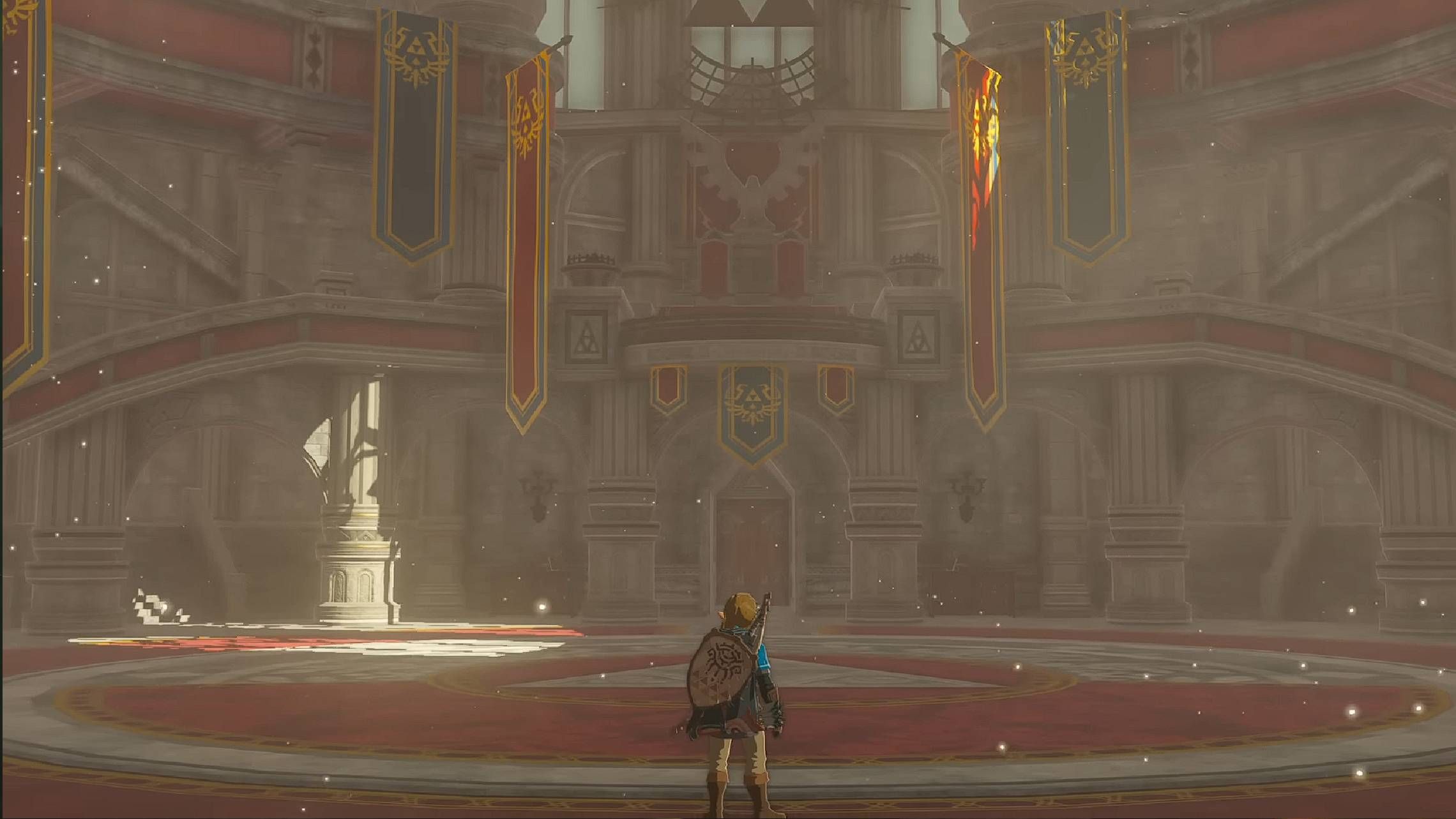 Screenshot of link walking into Hyrule Castle from The Legend of Zelda: Tears of the Kingdom