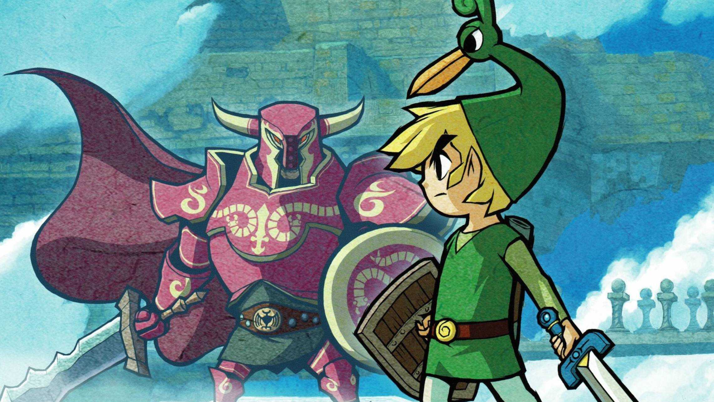 Official artwork of Link fighting from The Legend of Zelda: The Minish Cap