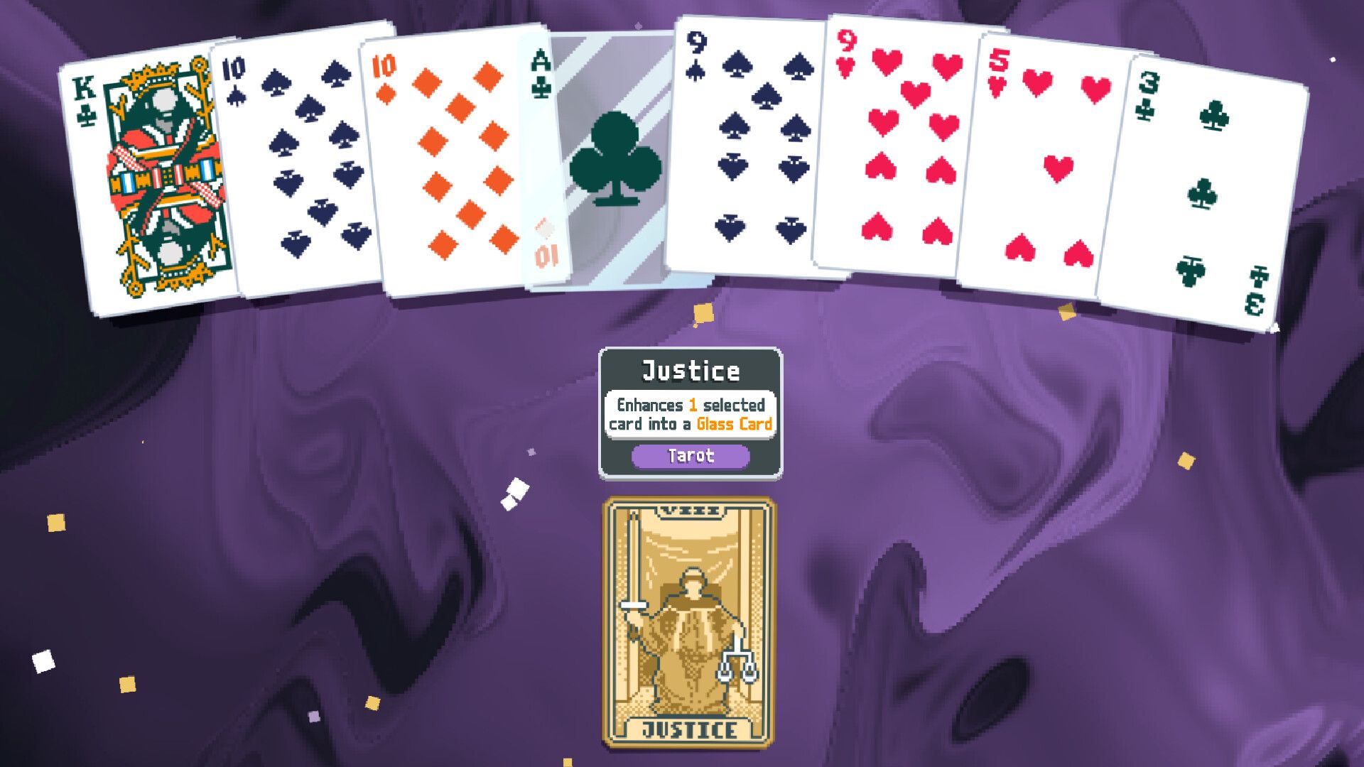 playing cards against purple background.