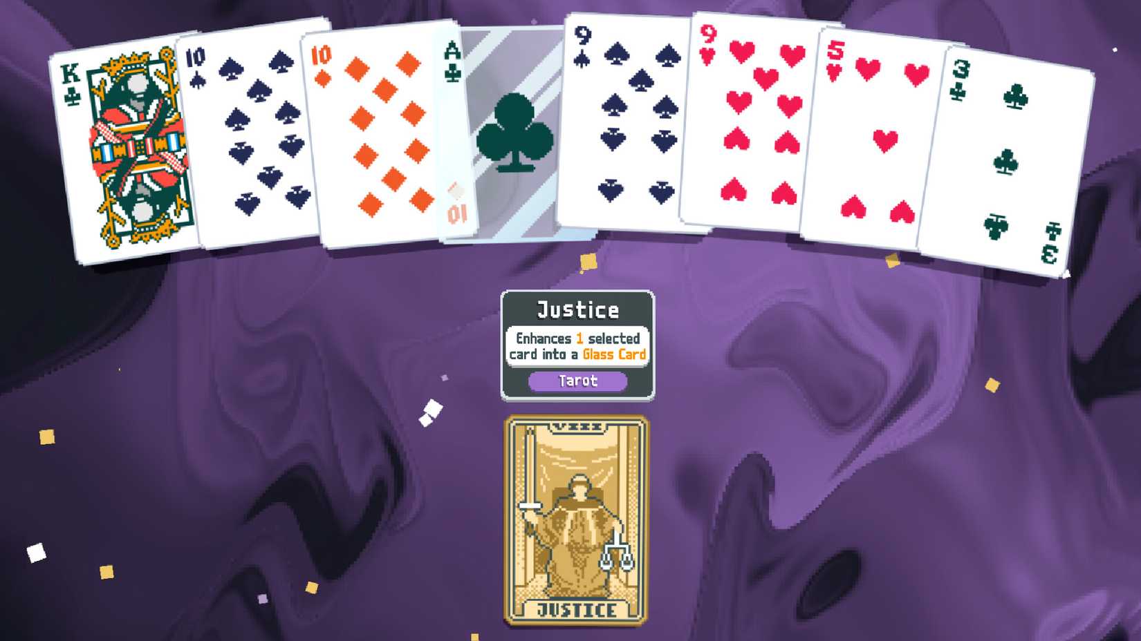playing cards against purple background.