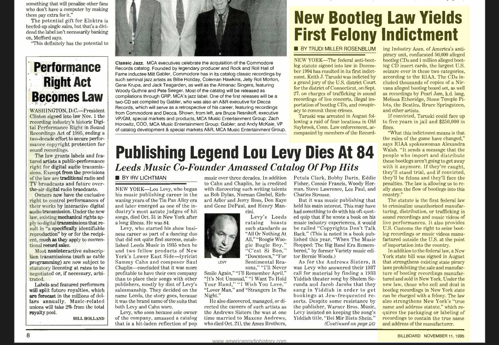 Billboard Magazine article clipping highlighting Keith Taruski's felony indictment by a grand jury