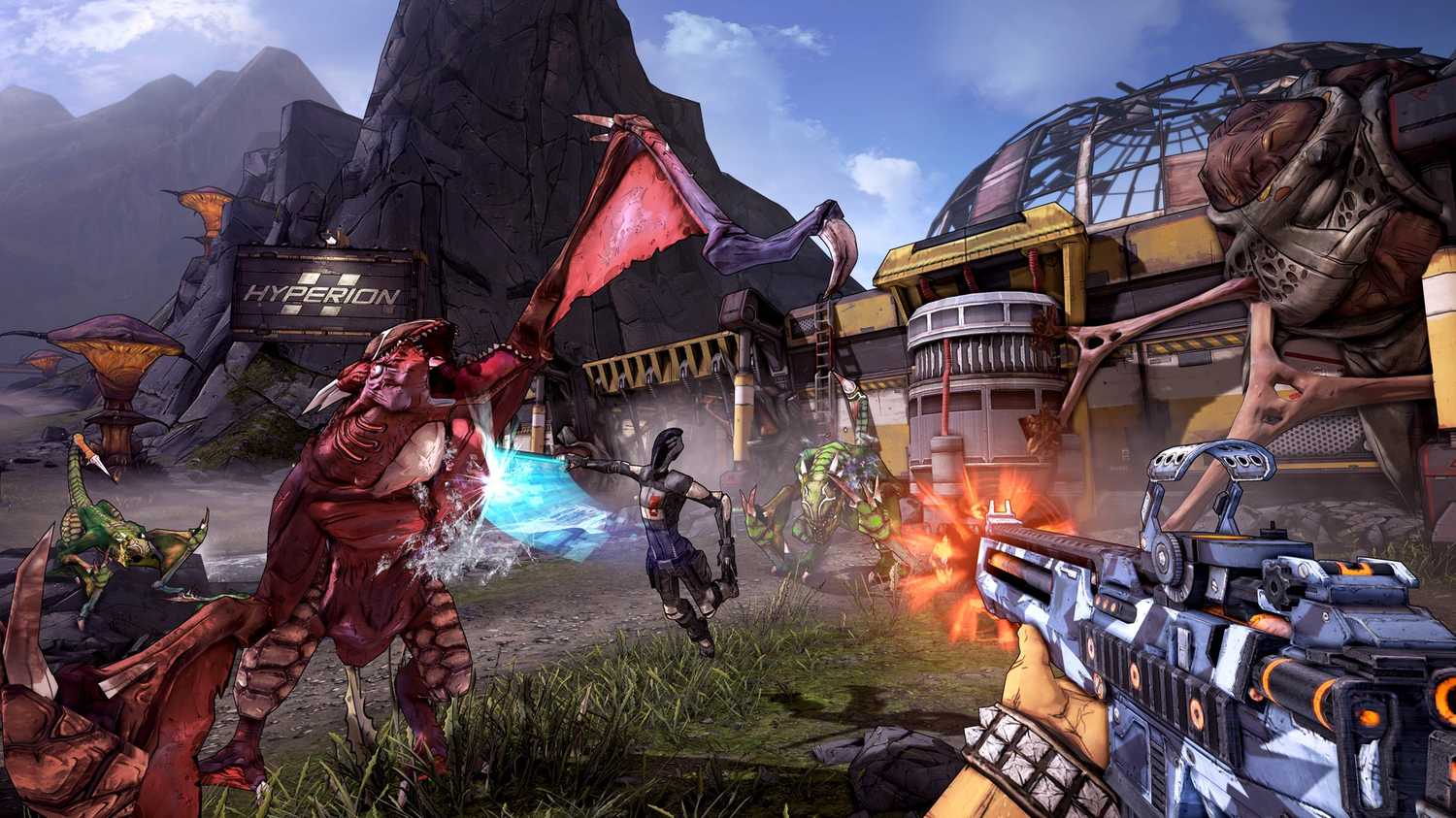 Shooting down enemies in Borderlands 2