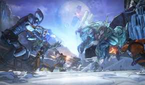 A battle with creatures on Pandora in Borderlands 2
