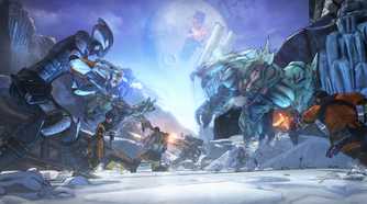 A battle with creatures on Pandora in Borderlands 2